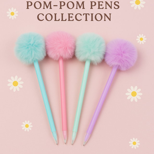 Aqua Cloud Pom-Pom Pen