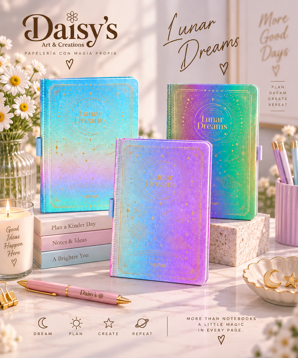 Lunar Dreams Holographic A5 Notebook 🌙✨