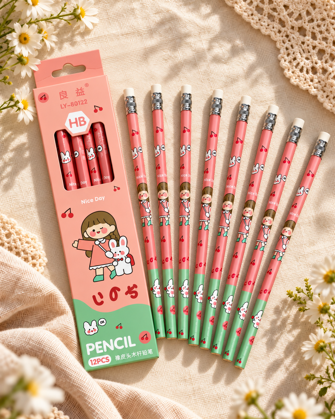 Meadow Girl Pencils – Pink (Set of 12)