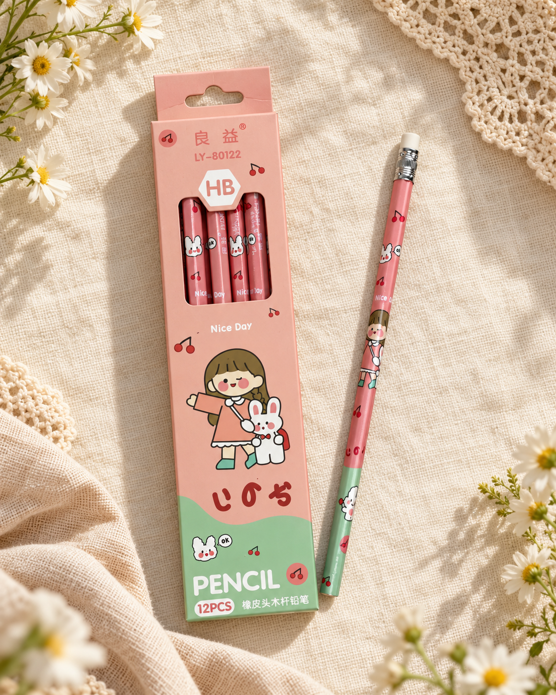 Meadow Girl Pencils – Pink (Set of 12)