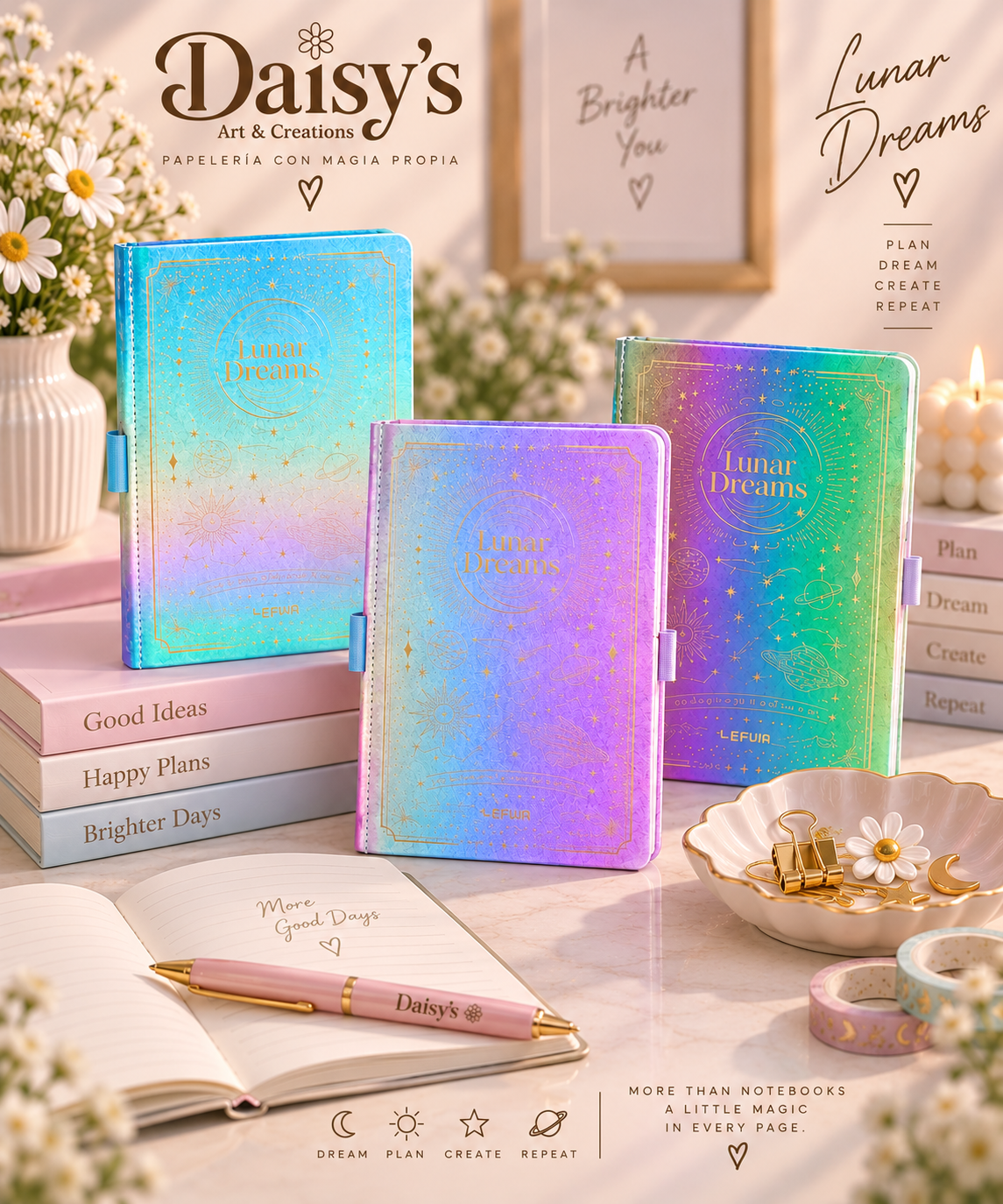 Lunar Dreams Holographic A5 Notebook 🌙✨
