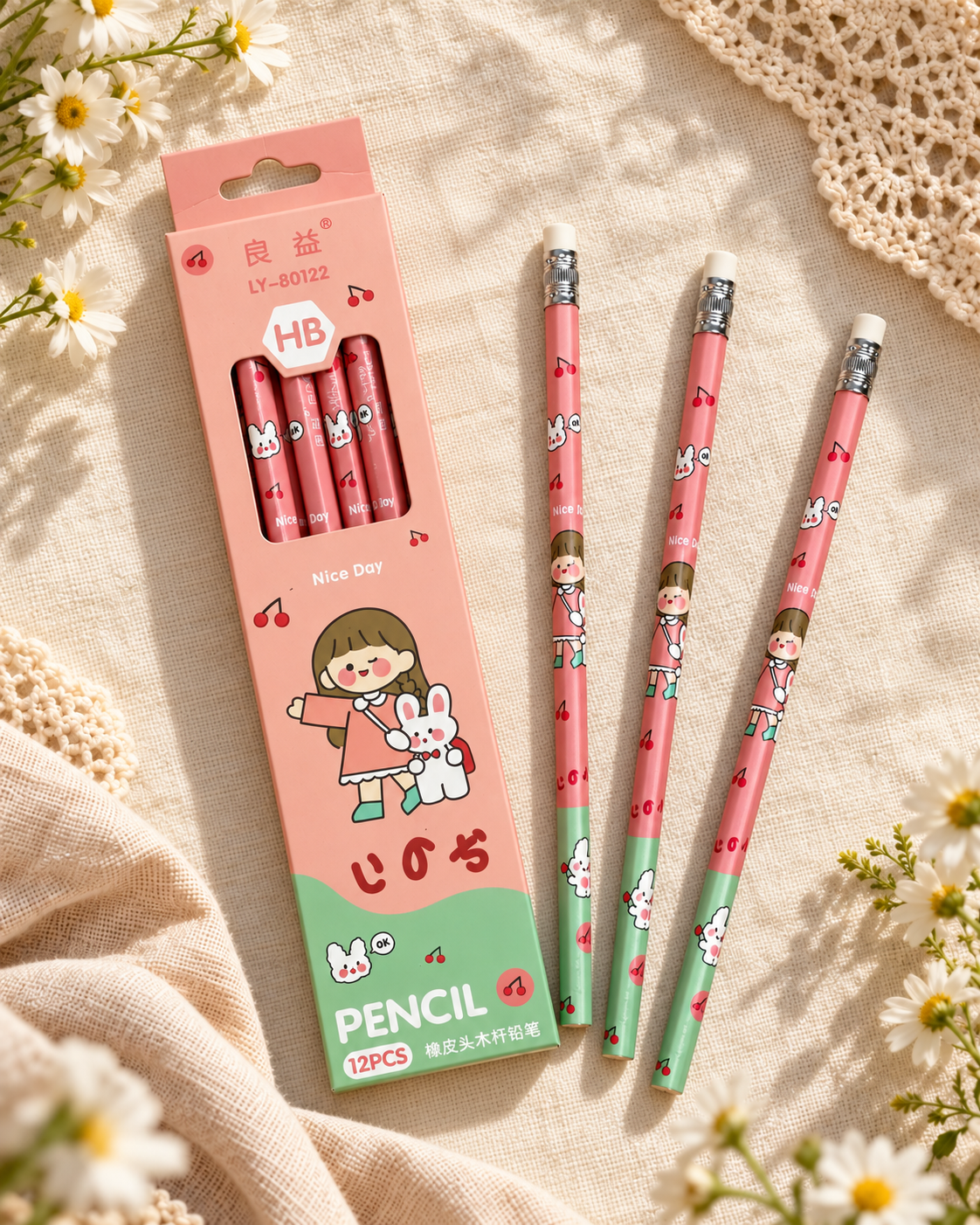 Meadow Girl Pencils – Pink (Set of 12)