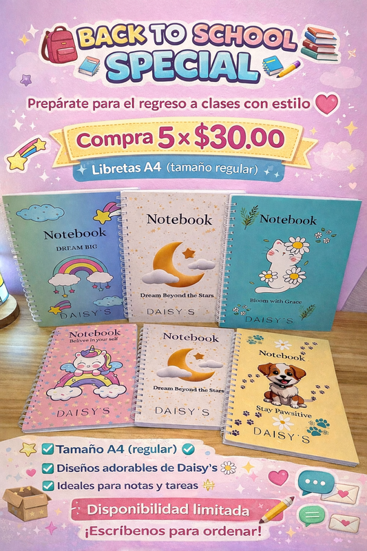🎒 Back to School Special – Libretas Daisy’s (A4)🌼