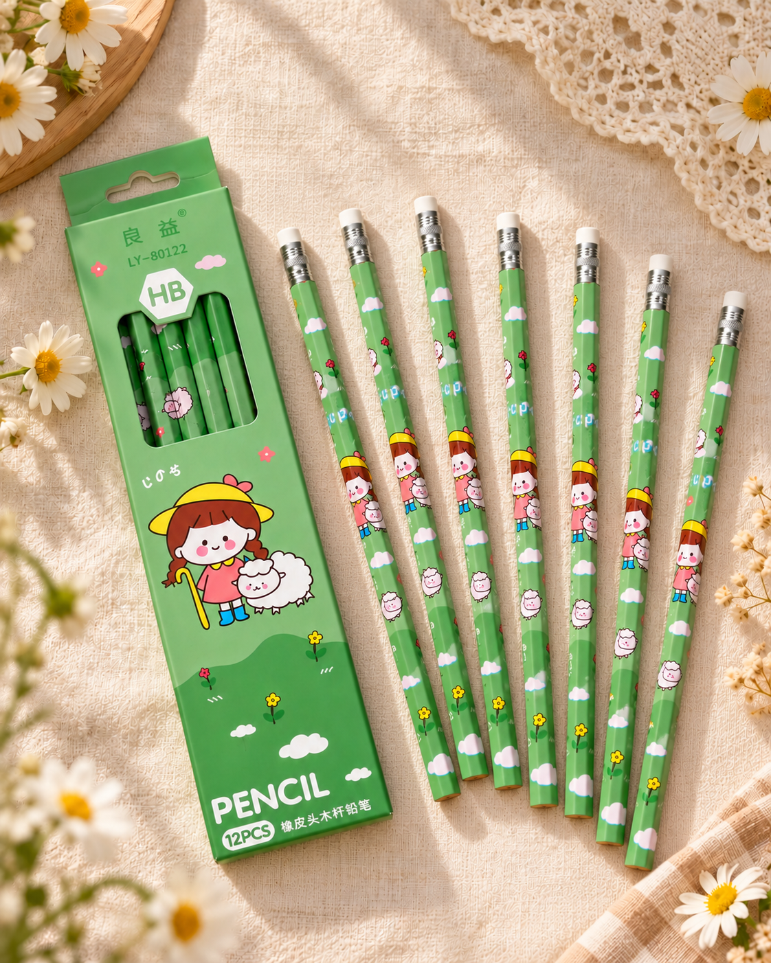 Meadow Girl Pencils – Green (Set of 12)