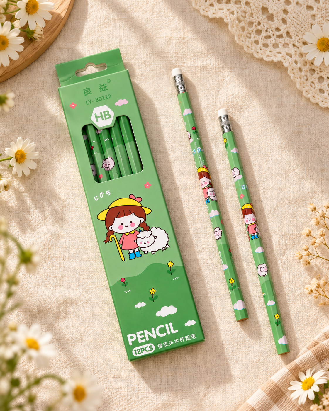 Meadow Girl Pencils – Green (Set of 12)