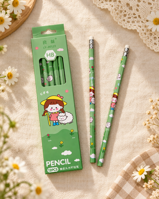 Meadow Girl Pencils – Green (Set of 12)