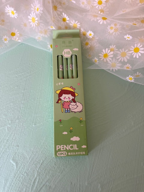 Meadow Girl Pencils – Green (Set of 12)