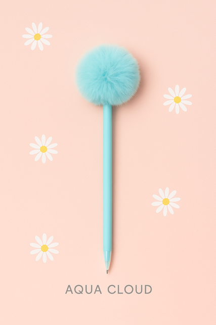 Aqua Cloud Pom-Pom Pen